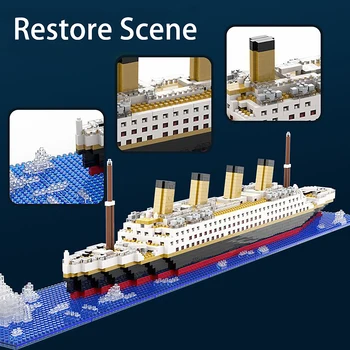 Набор строительных блоков Titanic Micro Mini, 1860 шт., модель игрушечного корабля Titanic, строительные кирпичи, 3D-пазлы, развивающие игрушки 