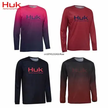 HUK 2023 Мужской рыболовный костюм HUK с защитой от ультрафиолета, рыболовный костюм с длинным рукавом, Дышащая рыболовная рубашка, Дышащий рыболовный костюм