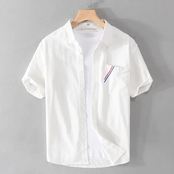 Новый стиль, повседневные брендовые рубашки из чистого хлопка с короткими рукавами, трендовые удобные топы, одежда Camisas De Hombre, прямая поставка