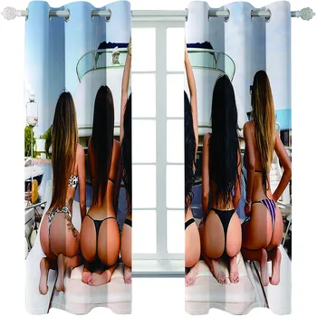 3D Сексуальная модель Бикини Фото Автомобиля Шторы Светофильтрирующие шторы для гостиной Спальни 2 шт. Бесплатная Доставка