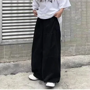 Винтажные японские мужские брюки Оверсайз, свободная уличная одежда в стиле ретро, мужские широкие брюки в стиле хип-хоп, Мешковатый карго-парашют, повседневные брюки