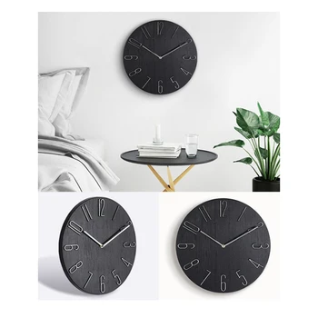 Простые настенные часы 12 дюймов Для гостиной, Домашние настенные часы, Модные настенные часы для спальни-Черный