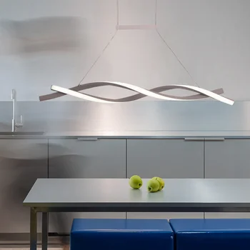 Современные простые светодиодные подвесные светильники из алюминиевой ленты с хромированным /позолоченным покрытием для столовой и гостиной