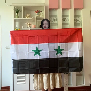 zwjflagshow flag Флаг Сирии 90*150 см 100% полиэстер, 2 стороны с принтом Национального флага Сирии, подвесной баннер