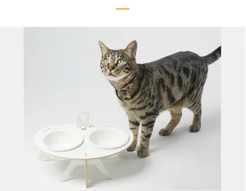 Диагональная подставка для кошачьих мисок, керамическая двойная миска, товары для домашних животных
