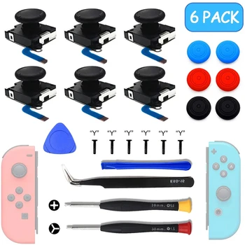 6 Упаковок Комплекта для ремонта джойстика Joycon для Switch 3D Analog Thumb Sticks Caps для Switch Lite OLED Аксессуары для инструментов