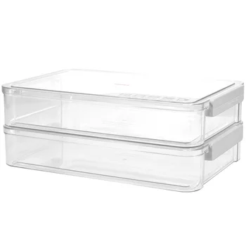 2шт Коробка для хранения документов с крышкой, Прозрачный Штабелируемый блокнот-органайзер, Портативный контейнер для хранения бумаги формата А4