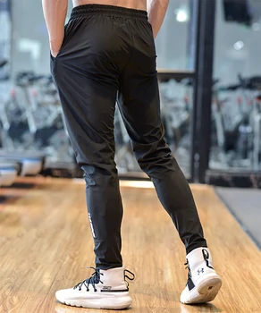 Быстросохнущие удобные мужские брюки для бега Ice silk, футбольные баскетбольные тренировочные брюки для бега трусцой, спортивные брюки для занятий фитнесом в тренажерном зале