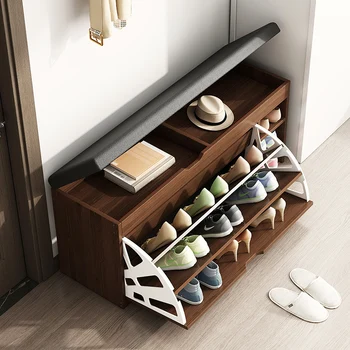 Подставка для хранения обуви, Мобильная складная дизайнерская деревянная полка для обуви, Складной вращающийся стол Zapatero Organizador Мебель для дома