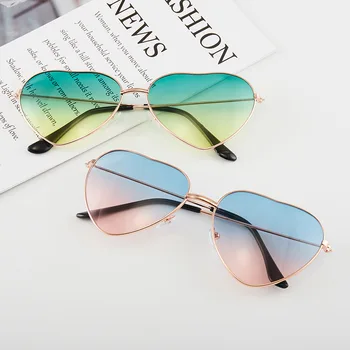 Новые ретро Металлические солнцезащитные очки в форме сердца, женские модные солнцезащитные очки Peach Heart Sea Glasses