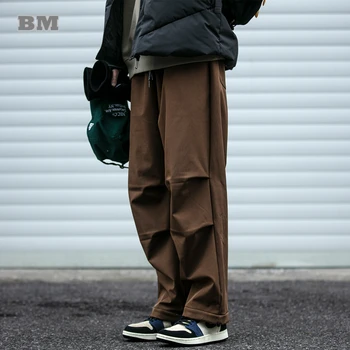 Зимняя японская уличная одежда, высококачественные флисовые брюки-карго для мужчин, одежда Harajuku, повседневные плотные непромокаемые брюки для мужчин