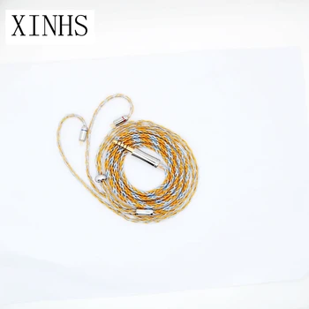 XINHS 16-жильный золотисто-синий 5N монокристаллический медно-посеребренный плетеный кабель