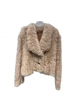 Пальто из овечьей шерсти с мехом, укороченная версия версии casual fashion 2024, осенняя новинка 1025 года