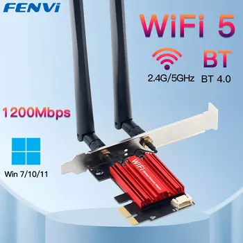 FENVI WiFi 5 Беспроводной Адаптер PCI-E AC1200 Сетевая Карта Двухдиапазонная 2,4 G/5 ГГц 802.11AC Для Bluetooth 4.0 Настольный Windows 7/8/10/11