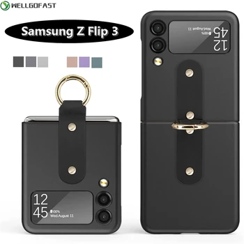 Для Samsung Galaxy Z Флип 3 Чехол с Кольцом Ультратонкий Портативный Прочный Противоударный Чехол для Samsung Z Флип 3 Flip3 Zflip 3