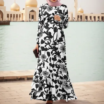 Мусульманские абайи для женщин 2023, молитва в Рамадан, Дубай, Турция, Ближний Восток, женский халат, свободное Африканское платье в стиле бохо с цветочным рисунком