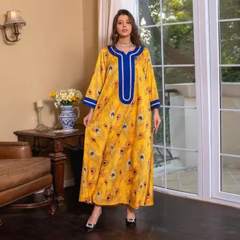 Арабское Дубайское платье-Хиджаб для женщин Рамадан Ид Джалабия Мода Мусульманский Марокканский Кафтан Турция Исламская одежда 2023