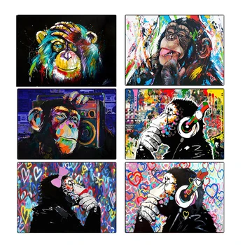 Граффити-арт Обезьяна Полная квадратная/ круглая дрель DJ Gorilla Animal 5D DIY Алмазная живопись Вышивка крестиком