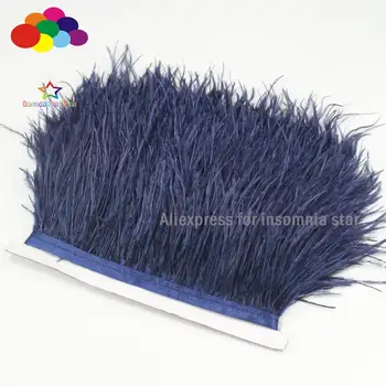 3-6-дюймовая темно-синяя лента для обрезки натуральных страусиных перьев по высоте для свадьбы DIY для поделок с отделкой из перьев plumas