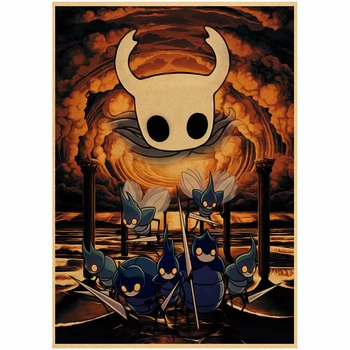 Горячая игра Hollow Knight Плакат Классический Японский Аниме Ретро Плакат Принты на Крафт-бумаге Настенное Искусство Домашний Декор комнаты Винтажная Живопись