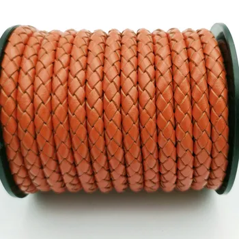 Оранжевые 5-миллиметровые плетеные кожаные боло-шнуры для изготовления ювелирных изделий в браслете с отверстием 5,0 мм
