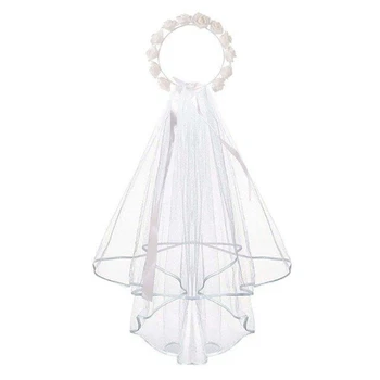 Романтичный цветочный головной убор Свадебная повязка на голову с вуалью Головной убор невесты для &