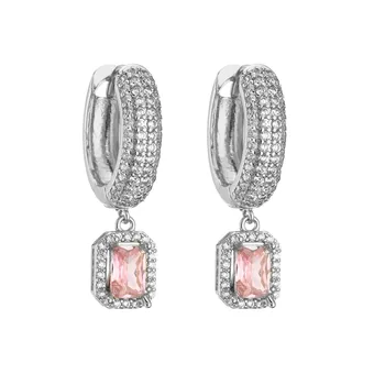 Новые женские серьги с позолоченным розовым кристаллом и круглыми зажимами для ушей с цирконием Популярные модные украшения Для пар Праздничные подарки