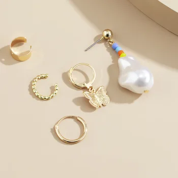 Новая мода, Необычные серьги-кольца с жемчугом в стиле барокко, Бохо, Модные панковские необычные висячие серьги для женщин, свадебные украшения