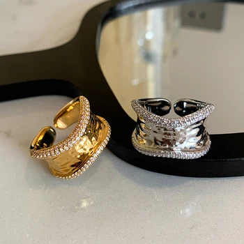 Bilandi Современные ювелирные изделия для женщин Геометрические Открытые кольца Senior Sense Золотого цвета Посеребренные Стеклянные кольца для женщин 2023 г.