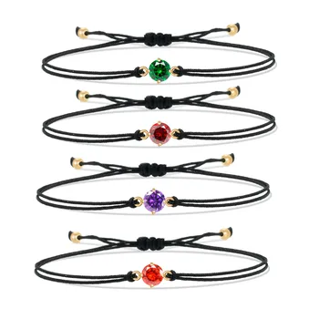 9 Цветов KC-позолоченные стеклянные камни круглой огранки, красная нитка, простой плетеный браслет, женщины, девушки, 2022, Новые модные украшения ручной работы
