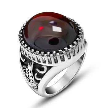 Классическая корона из натурального камня, Резные кольца с цветочным узором для мужчин, Ретро-шарм, ювелирный подарок