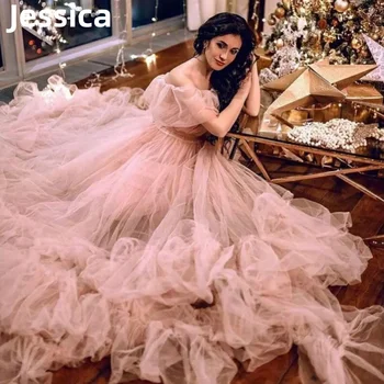 Платья для выпускного вечера Jessica Pink, сексуальное Тюлевое вечернее платье с открытыми плечами, Длинное платье для невесты, Свадебное платье для выпускницы