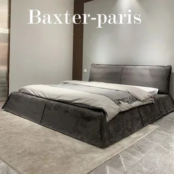 Мебель для спальни итальянская роскошная парижская кровать минималистская научно-техническая тканевая кровать современное искусство из матовой ткани