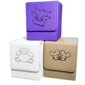 Коробка для карточек с мультяшным Покемоном Пикачу Kawaii Ptcg Настольная игра Коробка для хранения игровых Карточек Переносная Коробка для сбора карточек с откидной крышкой с аниме-принтом