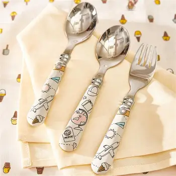 Детская Столовая вилка-ложка, милая портативная мини-ручка для десерта мороженого, Керамическая ручка, кухонные принадлежности, Детская ложка для супа, бытовая техника