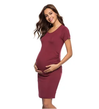 Платье для беременных, однотонное платье Для беременных, Элегантный Тонкий Халат, платья для фотосъемки, платья средней длины с коротким рукавом