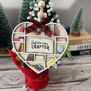 Праздничный декор Выделяется Уникальным деревянным книжным подвесным орнаментом в форме сердца, рождественским украшением, подарком для книголюбов для офиса
