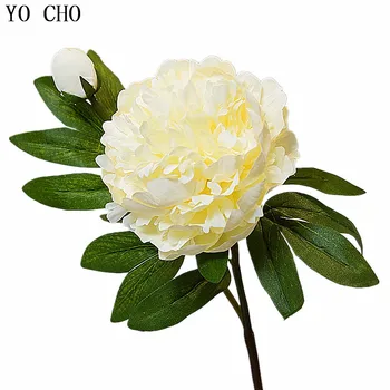 YO CHO Big 2 Головки Искусственных Пионов, Ветка цветов, Шелковые Поддельные цветы, Свадебный стол, Домашняя Ваза, Украшение сада, Искусственные Цветы