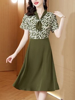 Женское шифоновое повседневное платье Миди с принтом в стиле пэчворк, Летнее Винтажное Элегантное Шикарное вечернее платье 2023, праздничные облегающие вечерние платья