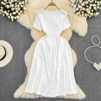 Уличная одежда Holiday Club Sweetie Clothing, Женская сексуальная одежда с круглым вырезом, Корейские платья для белых девушек, универсальные Модные Популярные платья