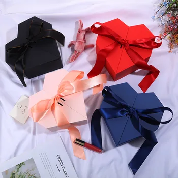 Подарочная коробка в форме сердца на День Святого Валентина с лентой-бантом, упаковочные коробки для подарков, Сюрпризы на годовщину, Свадебные украшения