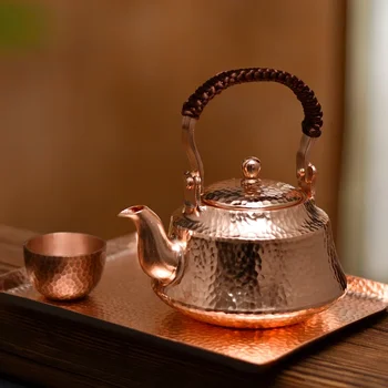 Чайник ручной работы из чистой меди, ретро-кастрюля для чая Кунг-фу, Чайная посуда 400 мл