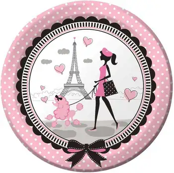 Новый День Святого Валентина Эйфелева Башня В Париже Розовый Стол Бумажный Стаканчик Салфетка Тарелка Нож Вилка Ложка Набор Принадлежностей Для Вечеринки С Днем Рождения