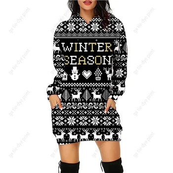 Женский Рождественский пуловер, топ, новинка зимы 2024, пуловер с графическим принтом Санта-Клауса, модные топы с круглым вырезом, мультяшная толстовка
