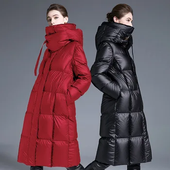 Женская зимняя пуховая куртка 2023, женская одежда, женская легкая одежда с длинной подкладкой, Новая верхняя одежда, теплые пуховики