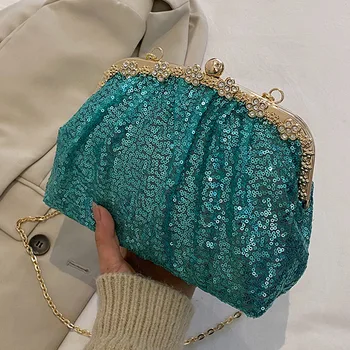 2023 Новые дизайнерские женские шикарные сумки через плечо с блестками, свадебные вечерние клатчи, женские сумки на цепочке, блестящие сумки и кошельки