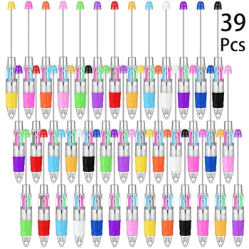 39 Шт 4 в 1 Разноцветные Ручки с Бисером Пластиковые Ручки Из Бисера Ручки из Бисера DIY Шариковая Ручка из Бисера 4 Цвета Чернил