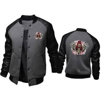 2023 Высококачественная мужская куртка y2k, кожаная мотоциклетная куртка в стиле пэчворк с принтом черепа, осенняя свободная удобная куртка