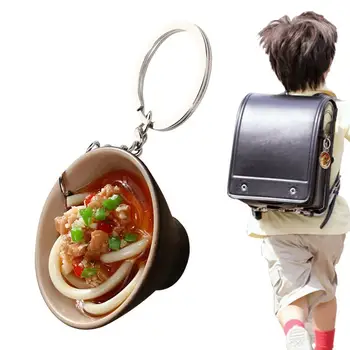 Забавная креативная мультяшная модель супа с лапшой Геометрический брелок для женщин и девочек Серии Food Автомобильная сумка Аксессуары Брелок для ключей