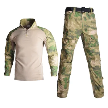 Тактический костюм-рубашка, Камуфляжная тренировочная форма, Брюки с длинным рукавом, Тактическая тренировочная форма без защитного снаряжения, руины Зеленого цвета